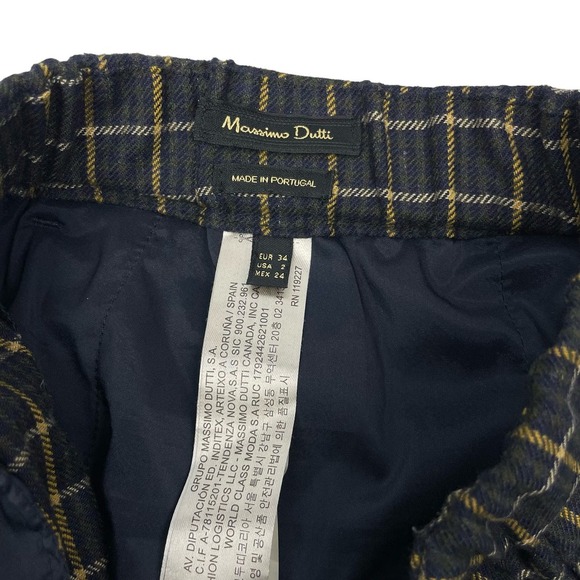 MASSIMO DUTTI Plaid Wool Blend Pull On Pants Sz 2 - Picture 3 of 6